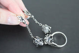 925 Silver RING with loose white zircons diamond shaped