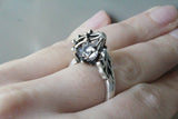 925 Silver RING with loose white zircons diamond shaped