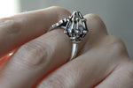 925 Silver RING with loose white zircons diamond shaped