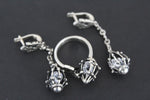 925 Silver RING with loose white zircons diamond shaped