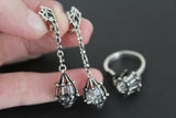 925 Silver RING with loose white zircons diamond shaped