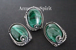 Earrings hooked Silver 925 malachite Armenian Spirit