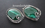 Elevate your style with our handcrafted Oval Malachite Earrings. Made from 925 stamped sterling silver, these earrings feature smooth polished malachite stones with natural stripes. Each piece is uniquely beautiful with a touch of Armenian charm. Perfect for a retro look or as a birthday gift for mom. Buy the best on Etsy and Ebay with the convenience of online purchasing. 