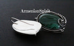 Earrings hooked Silver 925 malachite Armenian Spirit