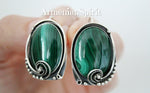 Elevate your style with our handcrafted sterling silver oval earrings and adjustable ring, adorned with smooth polished Malachite stones. With a 925 stamp, these vintage-inspired pieces add charm to any look. Made with love and attention to detail from Armenian Spirit, your purchase is backed by confidence and quality.  Purchase confidently online from our Etsy and eBay platforms and enjoy discounts and free shipping with tracking. Elevate your style with our exquisite collection.