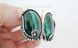 Earrings hooked Silver 925 malachite Armenian Spirit