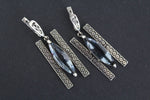 Zircon blue Earrings ring pendant Silver 925