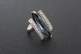 Zircon blue Earrings ring pendant Silver 925