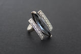 Zircon blue Ring adjustable Silver 925