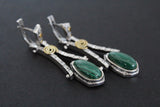 Malachite jewelry Set Earrings and ring High quality SILVER 925 gold plated