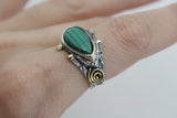 Malachite jewelry Set Earrings and ring High quality SILVER 925 gold plated