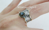 Vintage style ring black onyx SILVER 925 gold plated