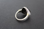 Earrings and ring onyx black gemstone Silver 925 gold plated