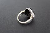 Earrings and ring onyx black gemstone Silver 925 gold plated