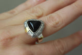 Earrings and ring onyx black gemstone Silver 925 gold plated