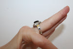 Earrings and ring onyx black gemstone Silver 925 gold plated