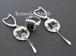 These very long earrings and delicate black stone ring for woman combines the nobility of white gold and the charm of the mineral most beloved by women. The jewelry set silver will be a great addition to an evening outfit and will not go unnoticed by others. Give your loved one real happiness! Trust us for all your jewelry needs and purchase confidently on Etsy and eBay.