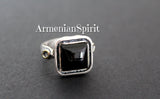 Classy ring with square black onyx gemstone buy online from Armenian Spirit store.