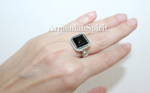 Ring silver 925 jewelry onyx