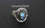 Ring earrings silver 925 Labradorite