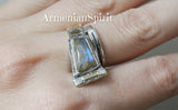 Ring earrings silver 925 Labradorite