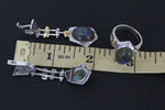 Earrings ring Set labradorite blue gem Silver gold plated jewelry