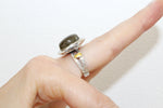Earrings ring Set labradorite blue gem Silver gold plated jewelry