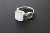 Add a touch of whimsy to your wardrobe with this sterling silver moonstone ring from Armenian Spirit. The modern design features a square gemstone, making it a unique and stylish addition to any outfit. Handmade with care, it's the perfect gift for any jewelry lover. Shop now at our online store for the best in silver accessories!  Don't miss out on the best deals on Etsy and eBay - we sell on both platforms!