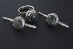 Earrings hooked ring Green prehnite Silver 925 gold plated