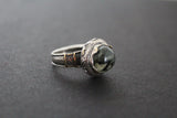 Earrings hooked ring Green prehnite Silver 925 gold plated