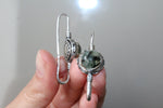 Earrings hooked ring Green prehnite Silver 925 gold plated