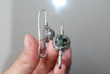 Earrings hooked ring Green prehnite Silver 925 gold plated