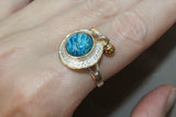 Ring blue chrysocolla jewelry Sterling SILVER 925 gold plated details