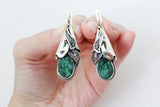 Earrings ring pendant Sterling silver 925 green malachite  ONE of a Kind
