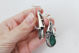 Earrings ring pendant Sterling silver 925 green malachite  ONE of a Kind
