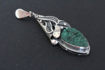 Earrings ring pendant Sterling silver 925 green malachite  ONE of a Kind