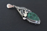 Earrings ring pendant Sterling silver 925 green malachite  ONE of a Kind