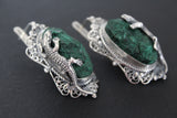 Jewelry SET Earrings lizard  Sterling silver 925 and velvet malachite