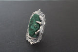 Jewelry SET Earrings Ring  lizard salamander Sterling silver 925 velvet malachite