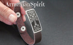 Leather bracelet Sterling silver cross Armenian