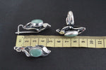 Silver 925 Set necklace bracelet earrings ring jade