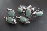 Silver 925 Set necklace bracelet earrings ring jade