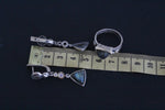 Earrings ring Blue gray labradorite white zircon Sterling SILVER 925 gold plated details