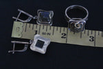 Set labradorite Earrings ring Sterling silver 925 gold plated details