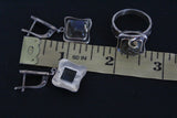 Set labradorite Earrings ring Sterling silver 925 gold plated details