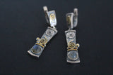 Earrings ring jewelry set labradorite blue Silver 925 gold plated