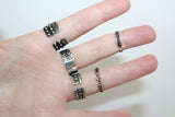 Set of 6 adjustable rings Silver 925