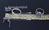 Labradorte jewelry set pictured near the yellow ruler. 
