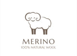 Buy merino wool shawls and wraps online with free shipping worldwide. Logo of Merino with a sheep illustration on a white background