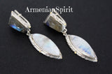 Moonstone earrings sterling silver 925